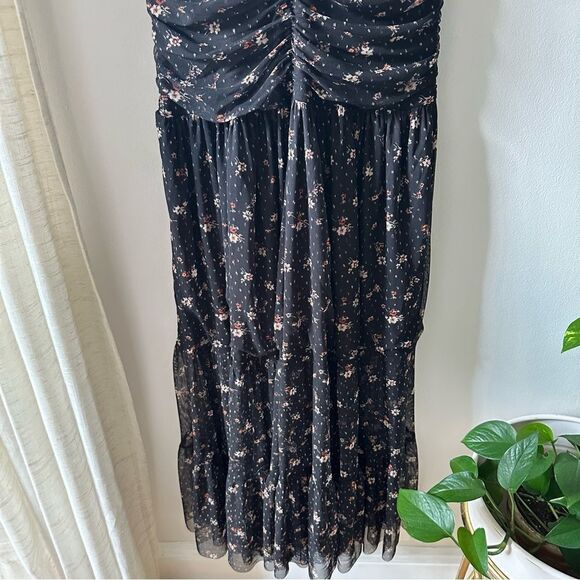 MISA Los Angeles Floral Rebecca Ruched Maxi Dress in Autumn Ditsy Mesh - Picture 8 of 11